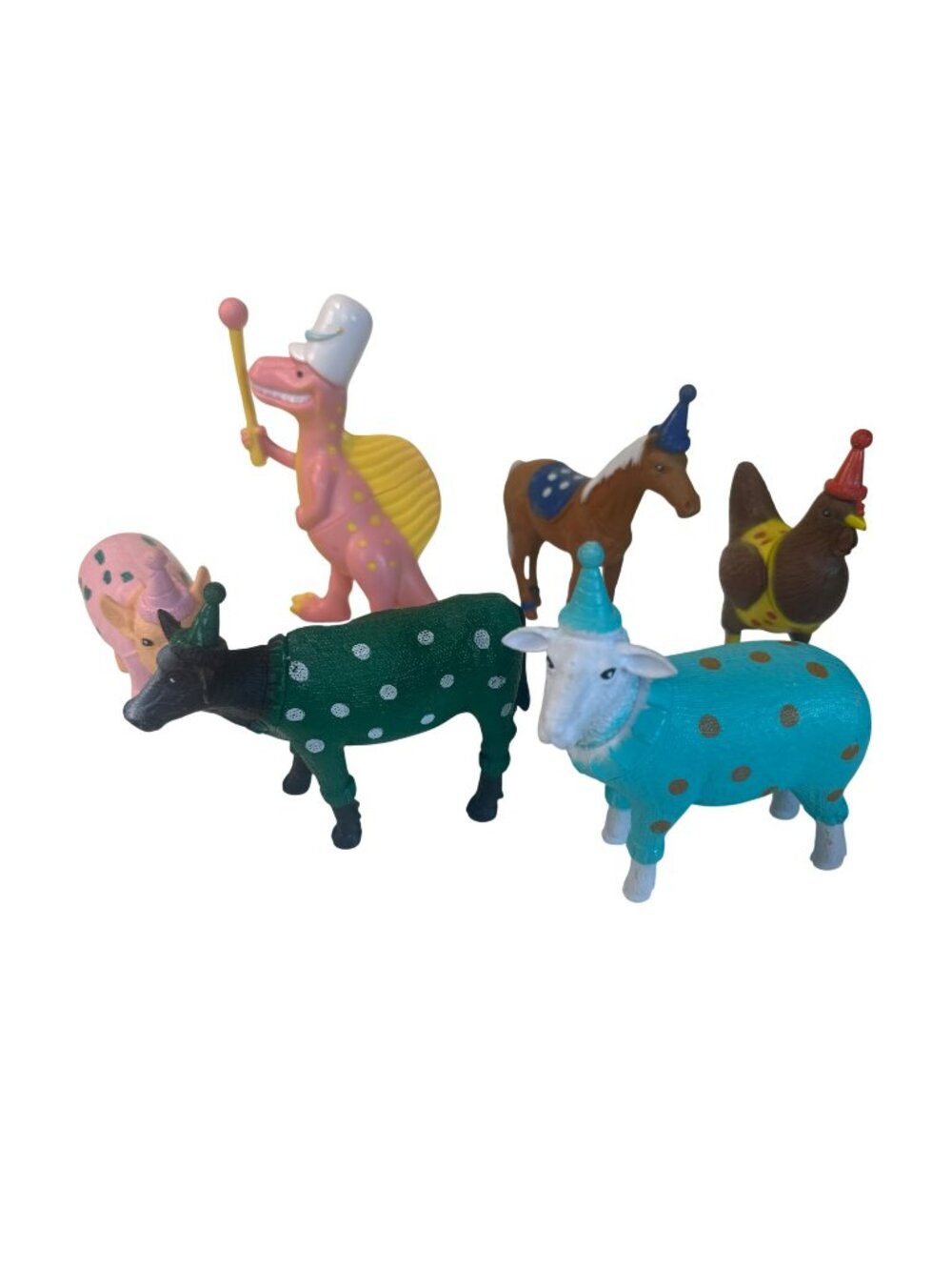 Ankyo Party Animals Lot of 6 Zoo Birthday Cake Topper Figures Target Toys 6"